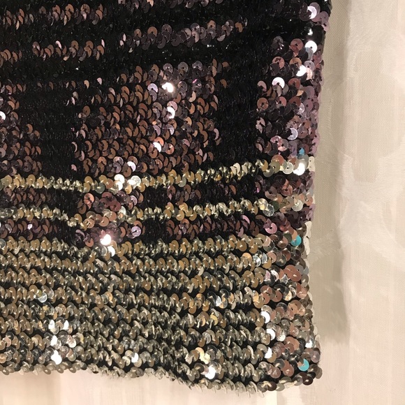 Vtg Sequin Tube Top Ombre Black Lavender Silver M - Picture 3 of 8